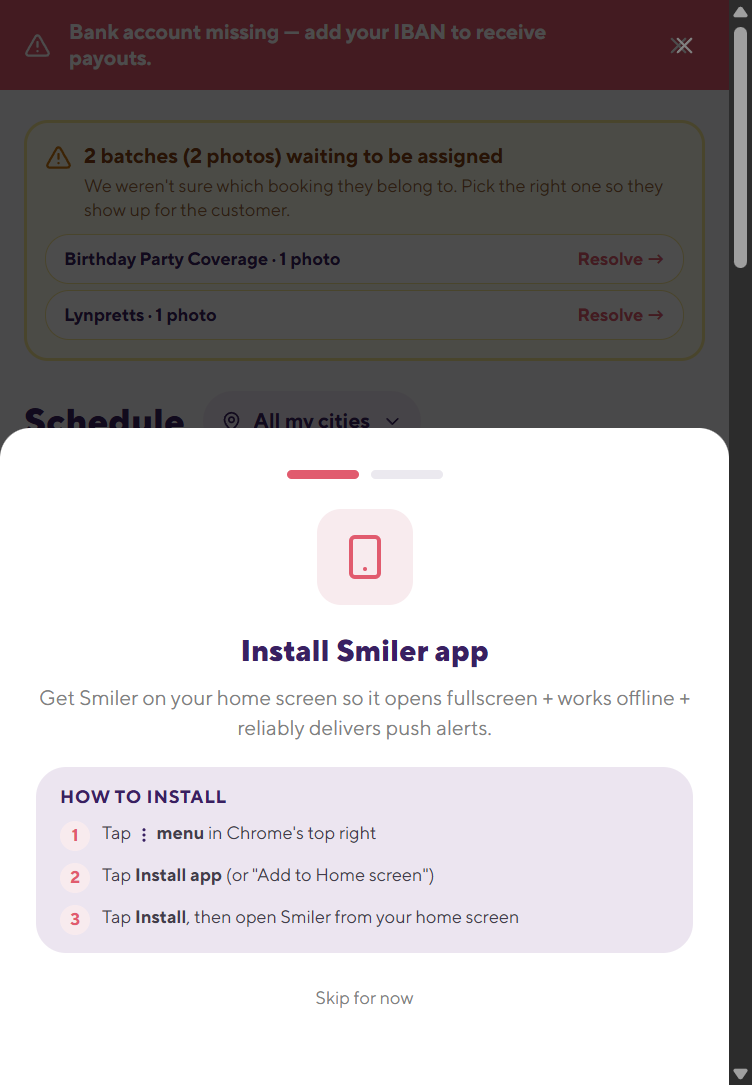 The app shows you how to add it to your home screen.